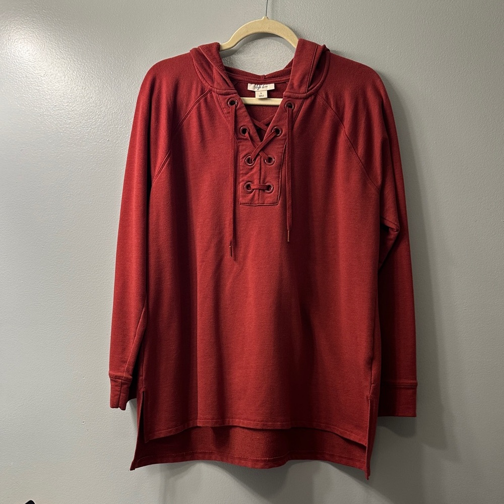 Style & Co Rust Lace-Up Hooded Sweatshirt